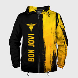 Ветровка с капюшоном мужская Bon Jovi - gold gradient: по-вертикали, цвет: 3D-черный