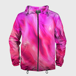 Ветровка с капюшоном мужская Pink abstract texture, цвет: 3D-черный