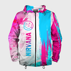 Ветровка с капюшоном мужская Nirvana neon gradient style: по-вертикали, цвет: 3D-черный