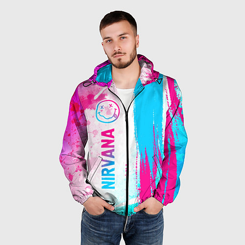 Мужская ветровка Nirvana neon gradient style: по-вертикали / 3D-Черный – фото 3