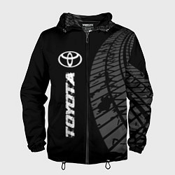 Ветровка с капюшоном мужская Toyota speed на темном фоне со следами шин: по-вер, цвет: 3D-черный