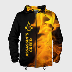 Ветровка с капюшоном мужская Assassins Creed - gold gradient: по-вертикали, цвет: 3D-черный