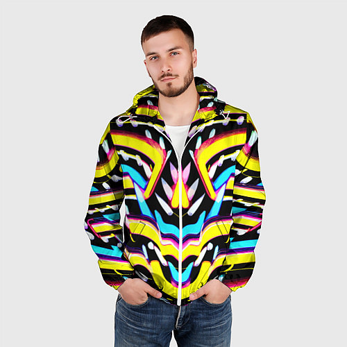Мужская ветровка Abstract mirrow pattern - neural network / 3D-Белый – фото 3