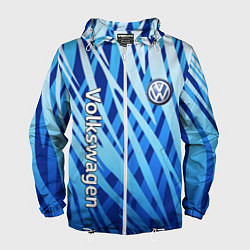 Ветровка с капюшоном мужская Volkswagen - синий камуфляж, цвет: 3D-белый