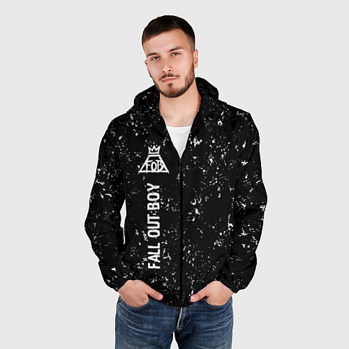 Мужская ветровка Fall Out Boy glitch на темном фоне: по-вертикали / 3D-Черный – фото 3