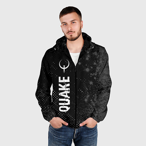 Мужская ветровка Quake glitch на темном фоне: по-вертикали / 3D-Черный – фото 3