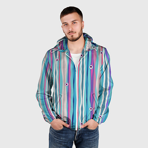 Мужская ветровка Глазные яблоки / 3D-Белый – фото 3