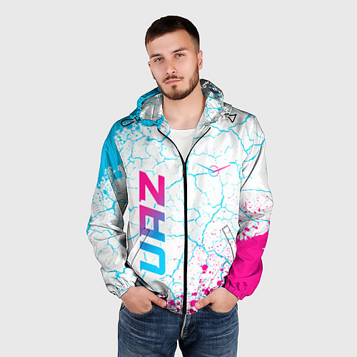 Мужская ветровка UAZ neon gradient style вертикально / 3D-Черный – фото 3