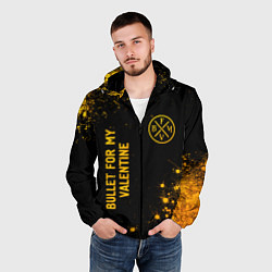 Ветровка с капюшоном мужская Bullet For My Valentine - gold gradient вертикальн, цвет: 3D-черный — фото 2