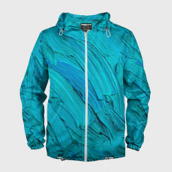 Ветровка с капюшоном мужская Голубая масляная краска, цвет: 3D-белый