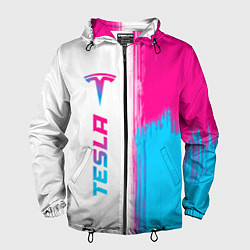 Ветровка с капюшоном мужская Tesla neon gradient style по-вертикали, цвет: 3D-черный