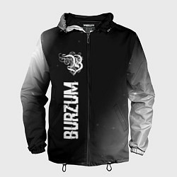 Ветровка с капюшоном мужская Burzum glitch на темном фоне по-вертикали, цвет: 3D-черный