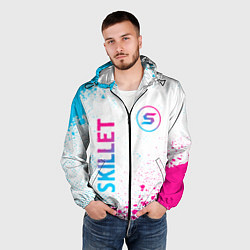 Ветровка с капюшоном мужская Skillet neon gradient style вертикально, цвет: 3D-черный — фото 2