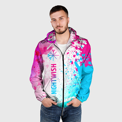 Мужская ветровка Nightwish neon gradient style по-вертикали / 3D-Черный – фото 3