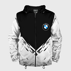 Ветровка с капюшоном мужская BMW стильная геометрия спорт, цвет: 3D-черный