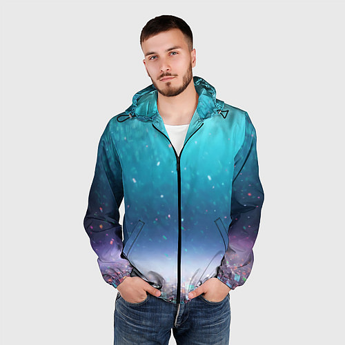 Мужская ветровка Футуристичный город и конфетти / 3D-Черный – фото 3