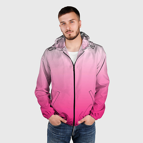 Мужская ветровка Бело-розовый градиент / 3D-Черный – фото 3