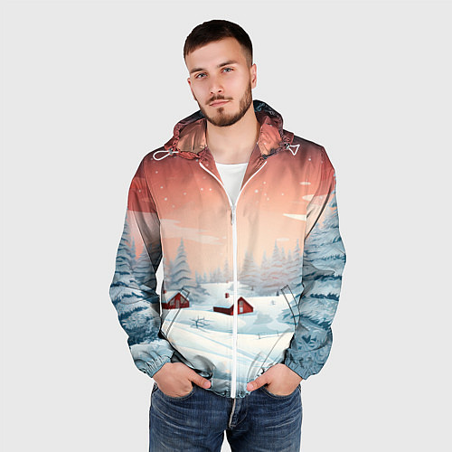 Мужская ветровка Погружение в зимнюю атмосферу / 3D-Белый – фото 3