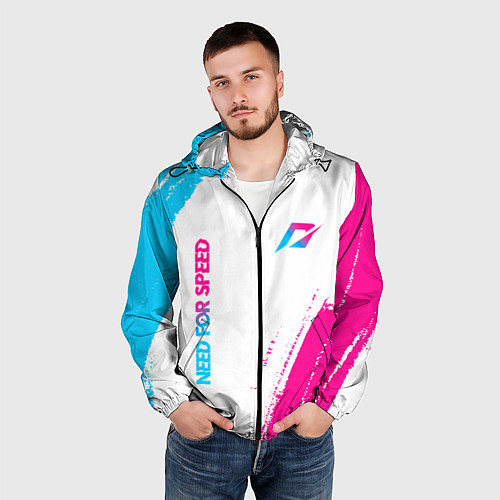 Мужская ветровка Need for Speed neon gradient style вертикально / 3D-Черный – фото 3