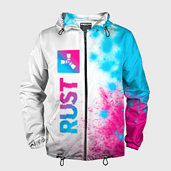 Ветровка с капюшоном мужская Rust neon gradient style по-вертикали, цвет: 3D-черный