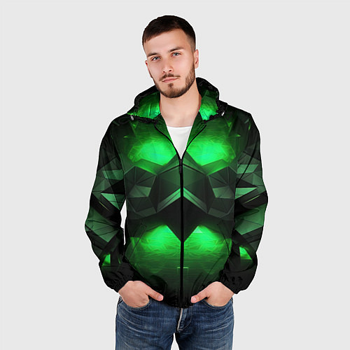 Мужская ветровка Абстрактное царство зелени / 3D-Черный – фото 3