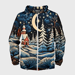 Ветровка с капюшоном мужская Морозное утро, цвет: 3D-белый