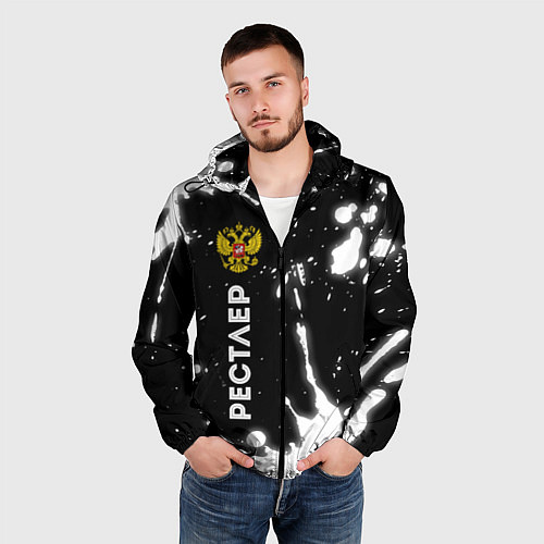 Мужская ветровка Рестлер из России и герб РФ по-вертикали / 3D-Черный – фото 3