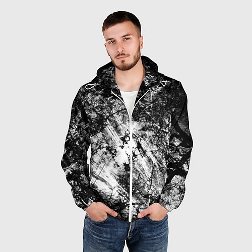 Мужская ветровка Зимний лес узоры / 3D-Белый – фото 3