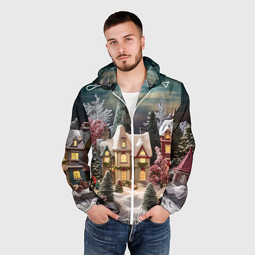 Мужская ветровка Снежное сияние ночи / 3D-Белый – фото 3