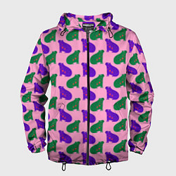 Ветровка с капюшоном мужская Животные капибары, цвет: 3D-черный