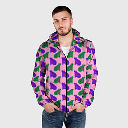 Ветровка с капюшоном мужская Животные капибары, цвет: 3D-черный — фото 2