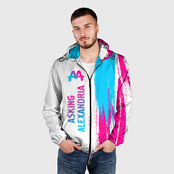 Ветровка с капюшоном мужская Asking Alexandria neon gradient style по-вертикали, цвет: 3D-черный — фото 2