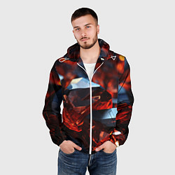 Ветровка с капюшоном мужская Визуальные ритмы в геометрии, цвет: 3D-белый — фото 2