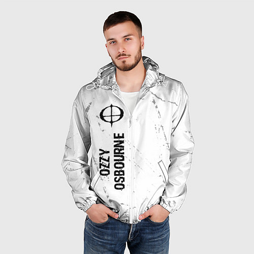Мужская ветровка Ozzy Osbourne glitch на светлом фоне по-вертикали / 3D-Белый – фото 3