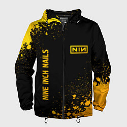 Ветровка с капюшоном мужская Nine Inch Nails - gold gradient вертикально, цвет: 3D-черный
