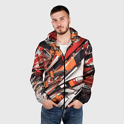 Ветровка с капюшоном мужская Абстракционная иллюстрация, цвет: 3D-черный — фото 2