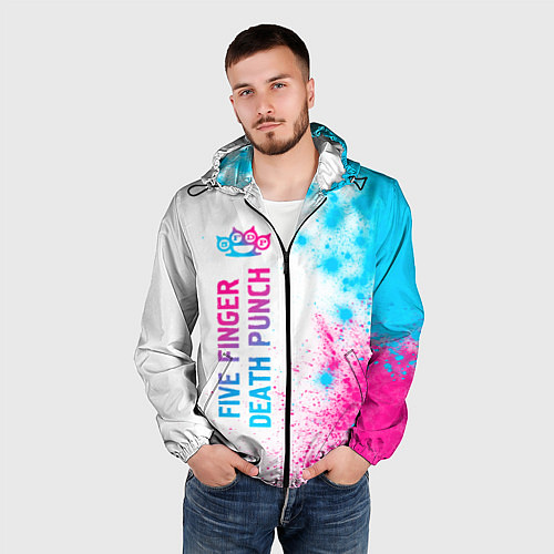 Мужская ветровка Five Finger Death Punch neon gradient style по-вер / 3D-Черный – фото 3