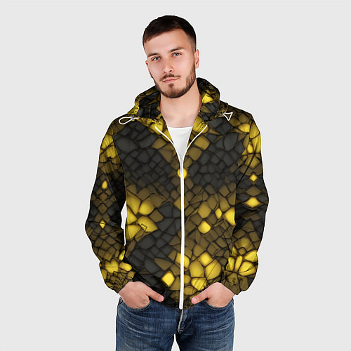 Мужская ветровка Жёлтый трескающийся камень / 3D-Белый – фото 3