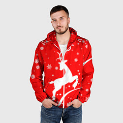 Ветровка с капюшоном мужская Christmas deer, цвет: 3D-белый — фото 2
