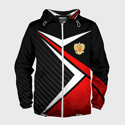 Ветровка с капюшоном мужская Russia - black and red, цвет: 3D-белый