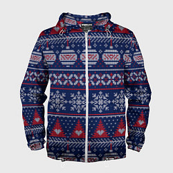 Ветровка с капюшоном мужская New Years sweater, цвет: 3D-белый