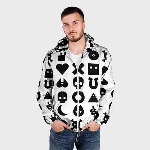 Мужская ветровка Love death robots pattern white / 3D-Белый – фото 3