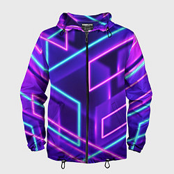 Ветровка с капюшоном мужская Neon Geometric, цвет: 3D-черный
