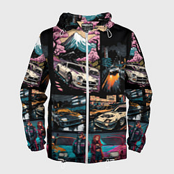Ветровка с капюшоном мужская Japanese jdm art, цвет: 3D-белый