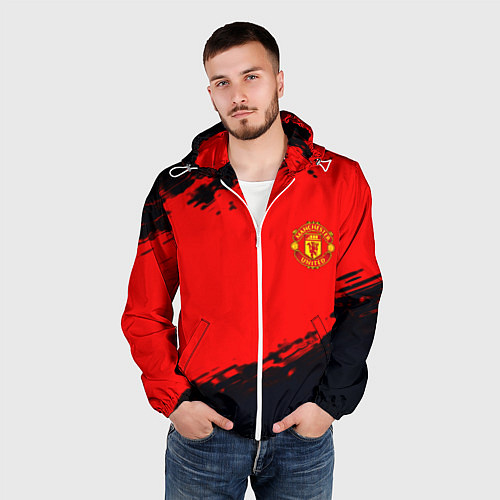 Мужская ветровка Manchester United colors sport / 3D-Белый – фото 3