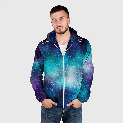 Мужская ветровка Космические туманности / 3D-Белый – фото 3