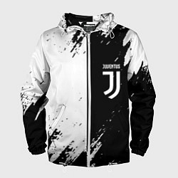 Ветровка с капюшоном мужская Juventus краски чёрнобелые, цвет: 3D-белый