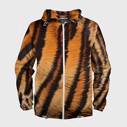 Ветровка с капюшоном мужская Тигровая шкура, цвет: 3D-белый