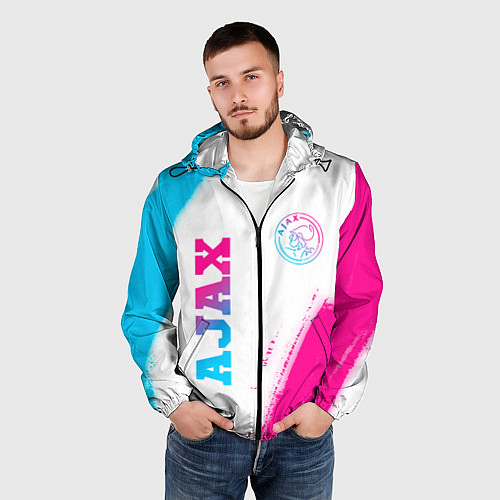 Мужская ветровка Ajax neon gradient style вертикально / 3D-Черный – фото 3