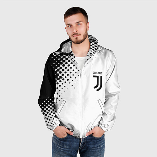 Мужская ветровка Juventus sport black geometry / 3D-Белый – фото 3